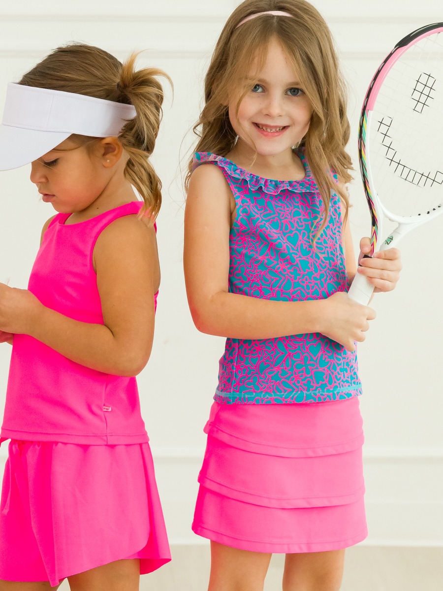 Neon Glow Active Ruffle Tank Top
