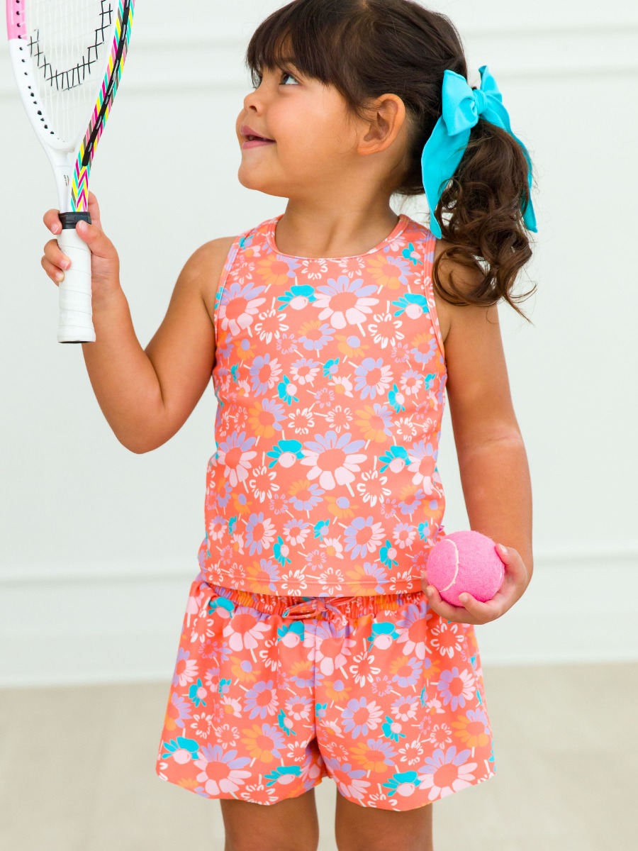 Coral Floral Active Butterfly Shorts