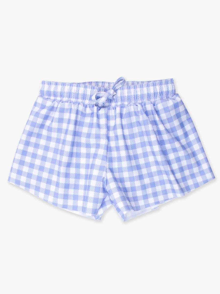 Periwinkle Blue Gingham Active Butterfly Shorts