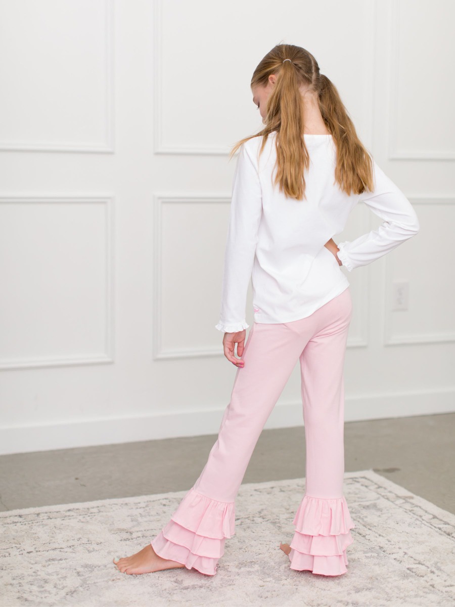 Kids Pink Ruffle Flare Pants