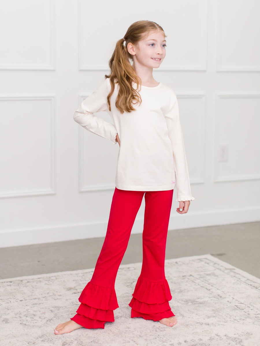 Kids Red Ruffle Flare Pants