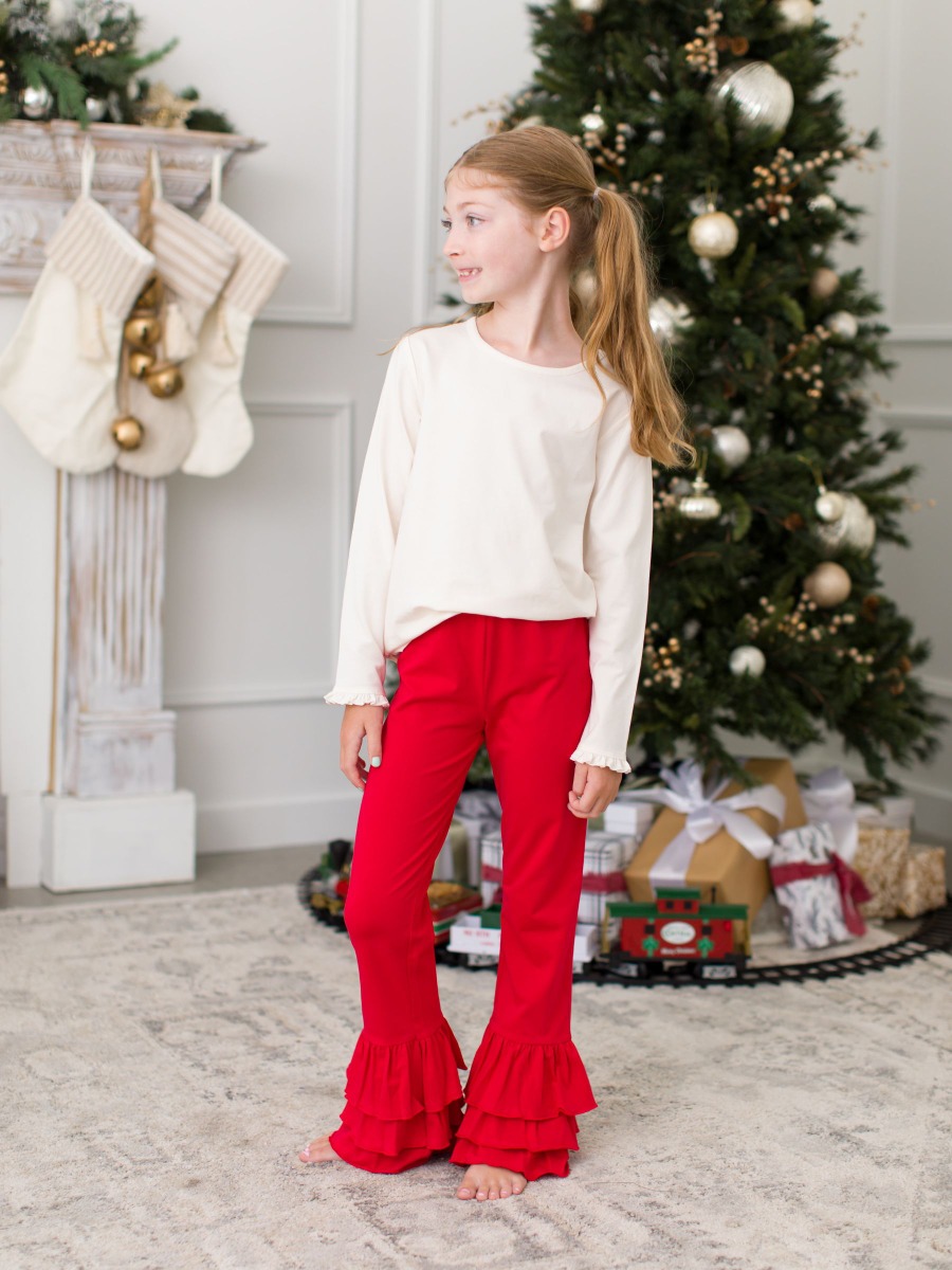 Christmas ruffle pants hotsell
