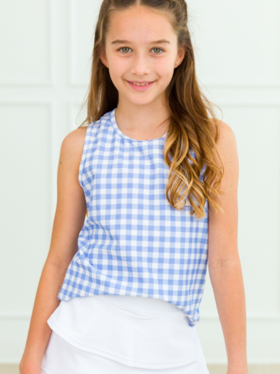 Periwinkle Blue Gingham Active Tank Top