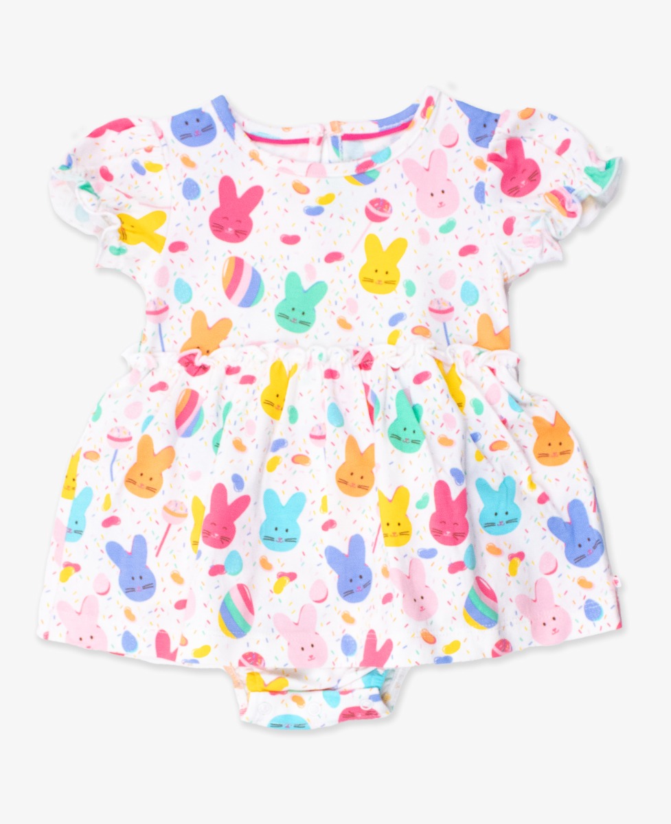 Sugar Rush Knit Puff Sleeve Skirted Romper