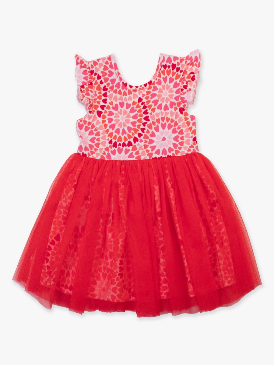 Pink Kaleidoscope Hearts Flutter Tulle Twirl Dress