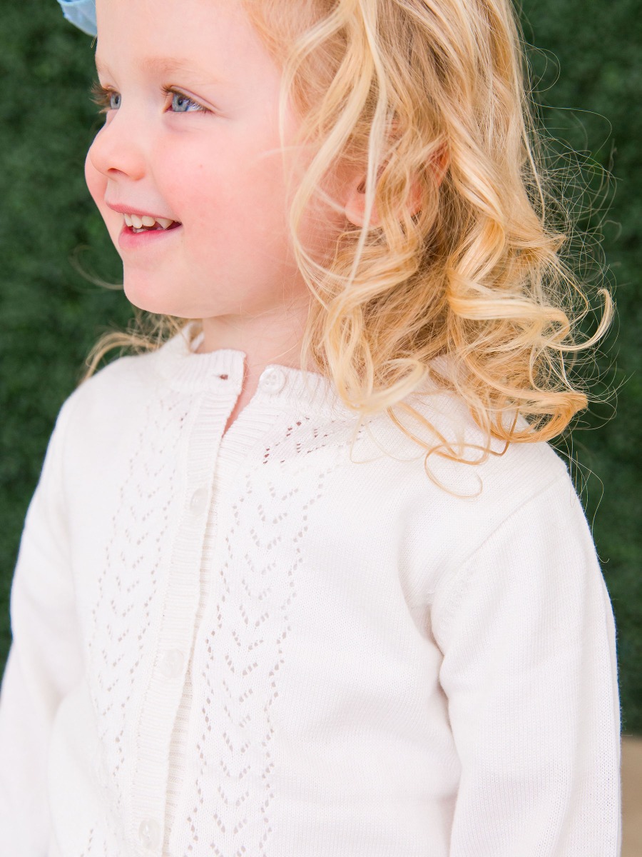 Soft White Lightweight Pointelle Cardigan
