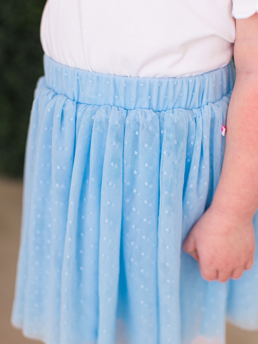 Light Blue Dotted Tulle Skirt