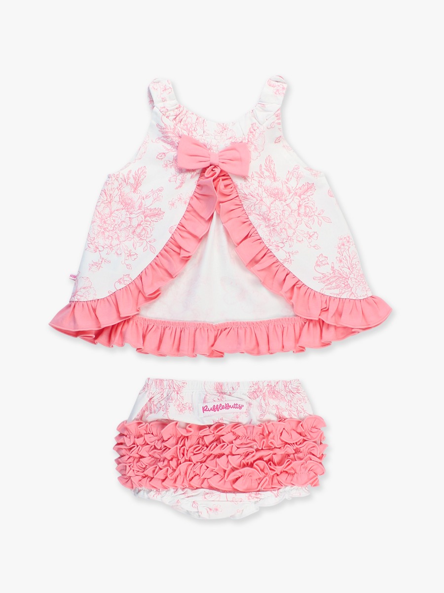 Bubblegum Pink Butterfly Garden Toile Knit Swing Top and Bloomer Set