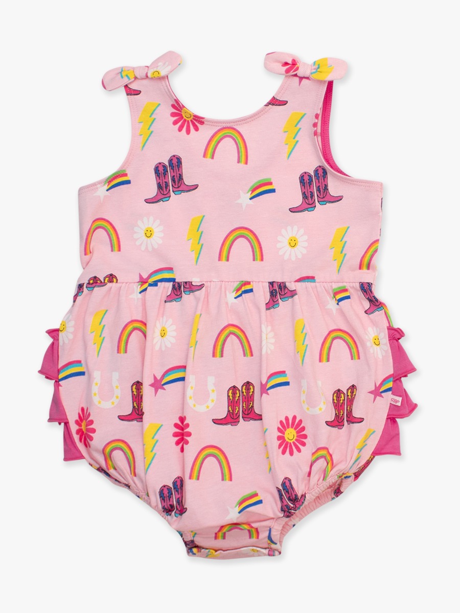 Cowgirl Cutie Knit Tie Shoulder Bubble Romper