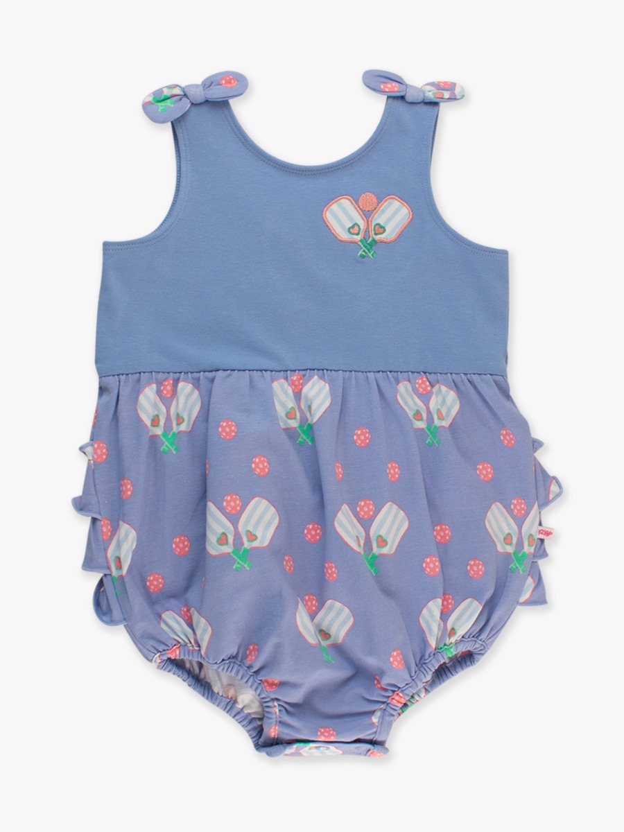 Pickleball Playtime Knit Tie Shoulder Bubble Romper