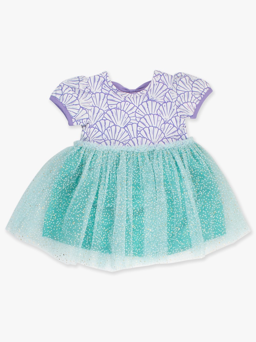 Magical Mermaid Short Sleeve Princess Bow Twirl Dress