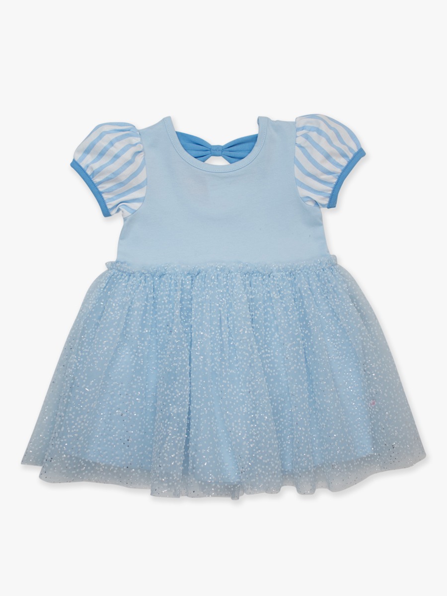 Crystal Blue Princess Short Sleeve Princess Bow Twirl Dress