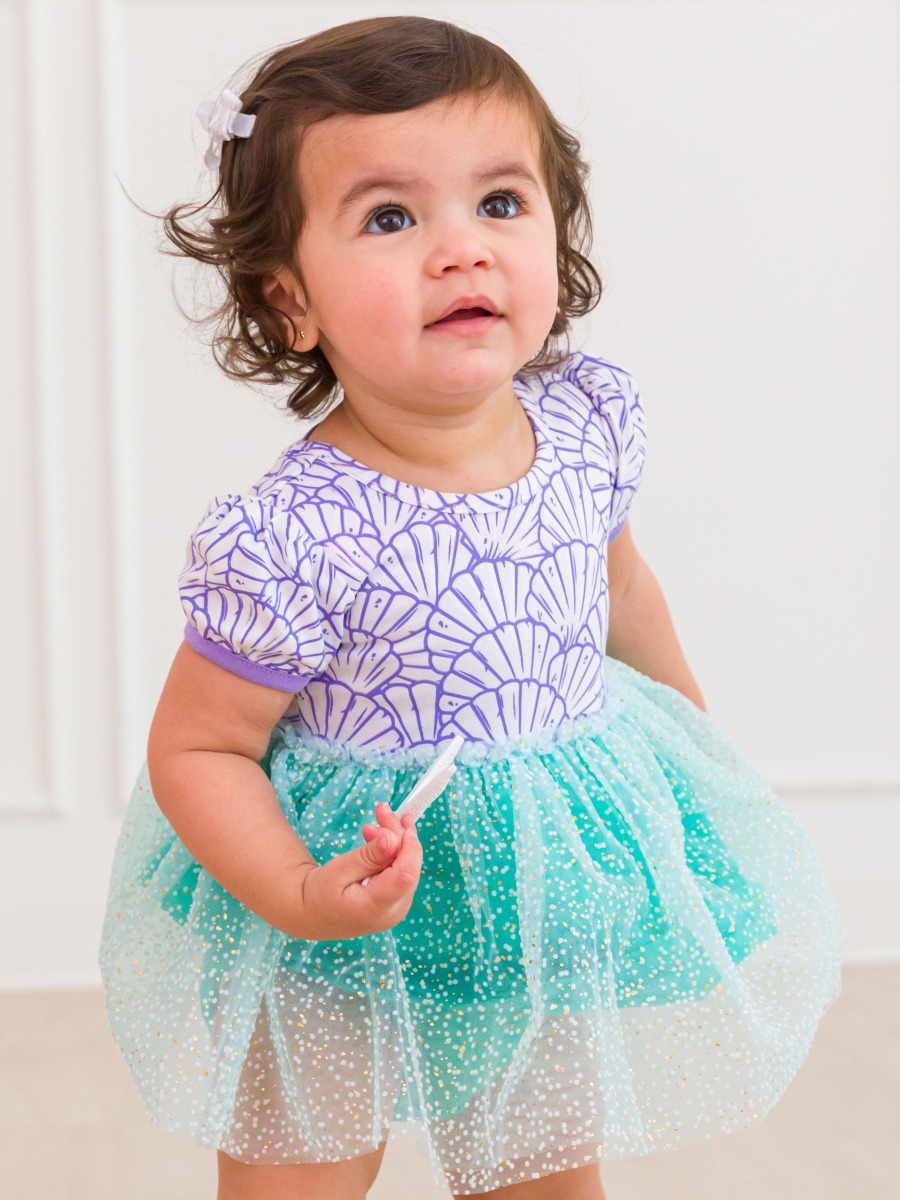Magical Mermaid Short Sleeve Princess Bow Twirl Romper