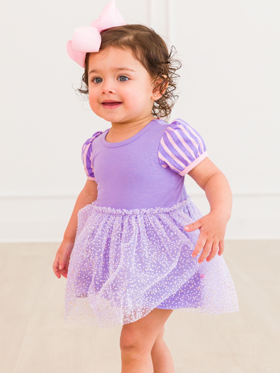Amethyst Princess Short Sleeve Princess Bow Twirl Romper