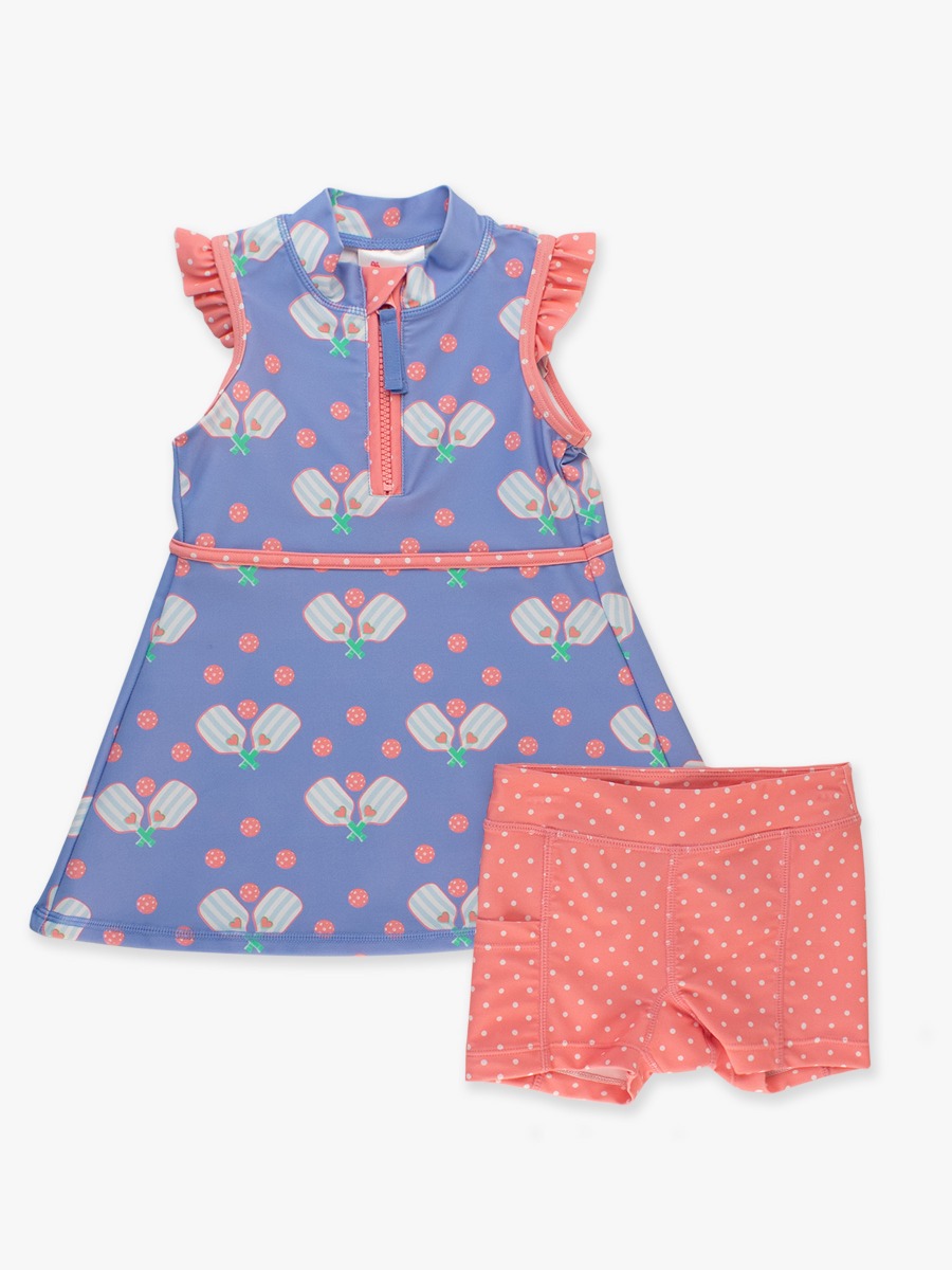 Pickleball Playtime Sleeveless Zip Ruffle Sleeve Active Dress