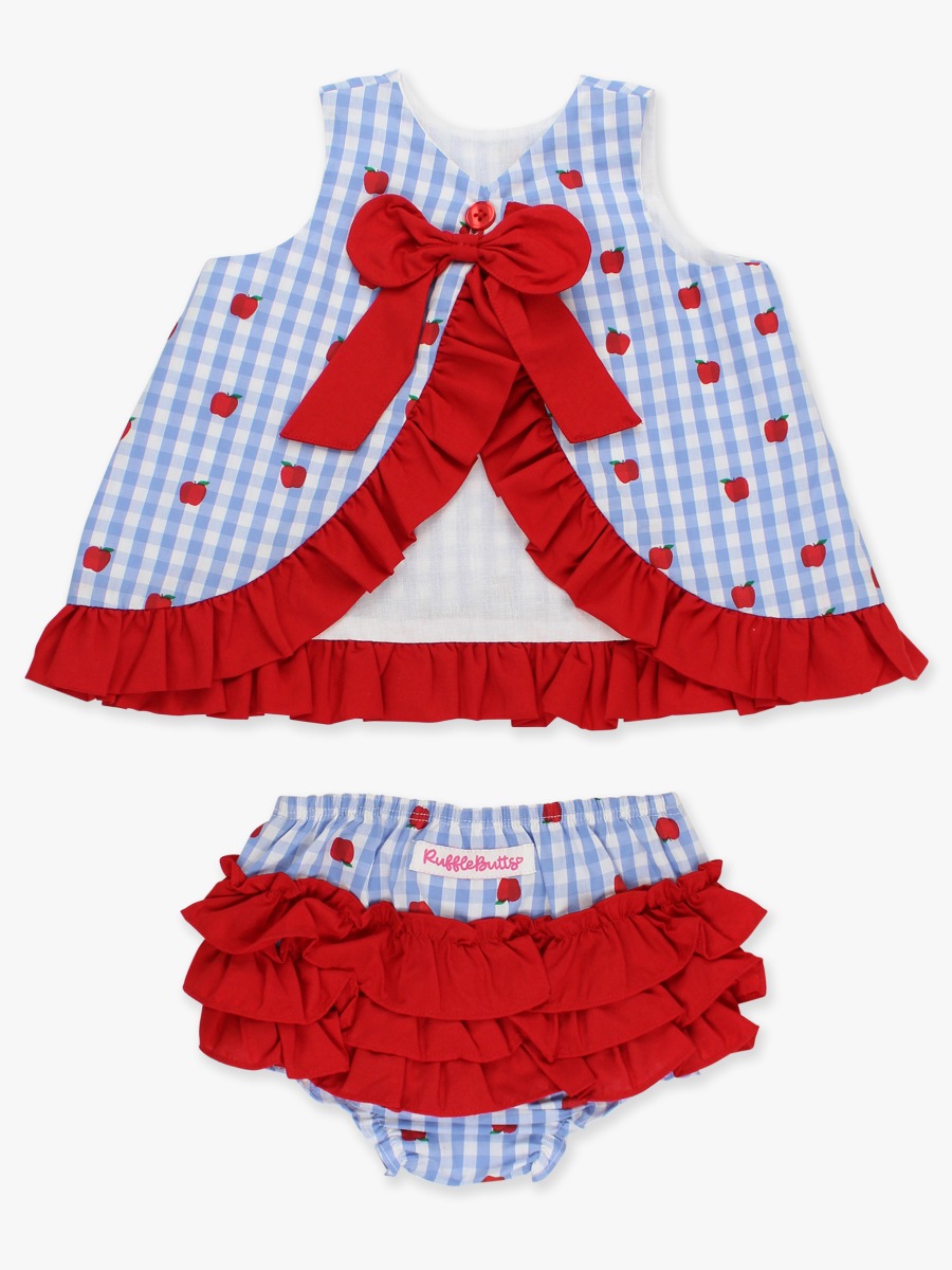 Apple Orchard Classic Gingham Ruffle Swing Top and Bloomer Set