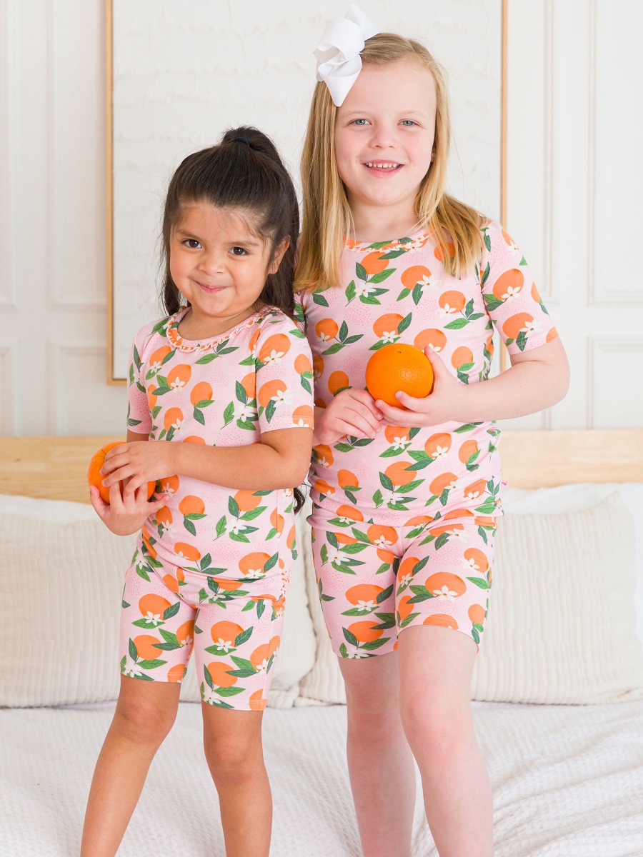 Orange You The Sweetest Ruffle Short Sleeve Pajama Set