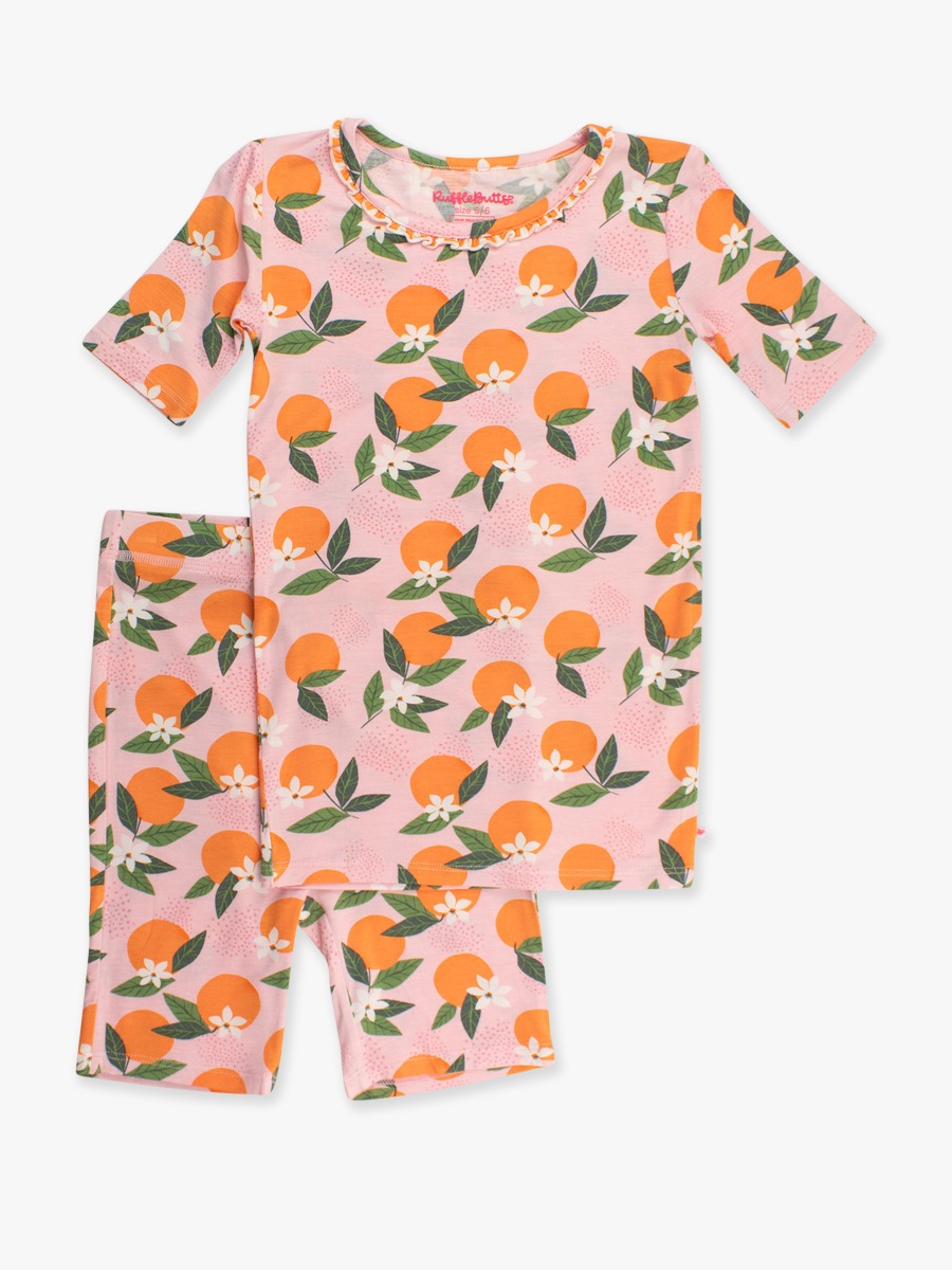 Orange You The Sweetest Ruffle Short Sleeve Pajama Set