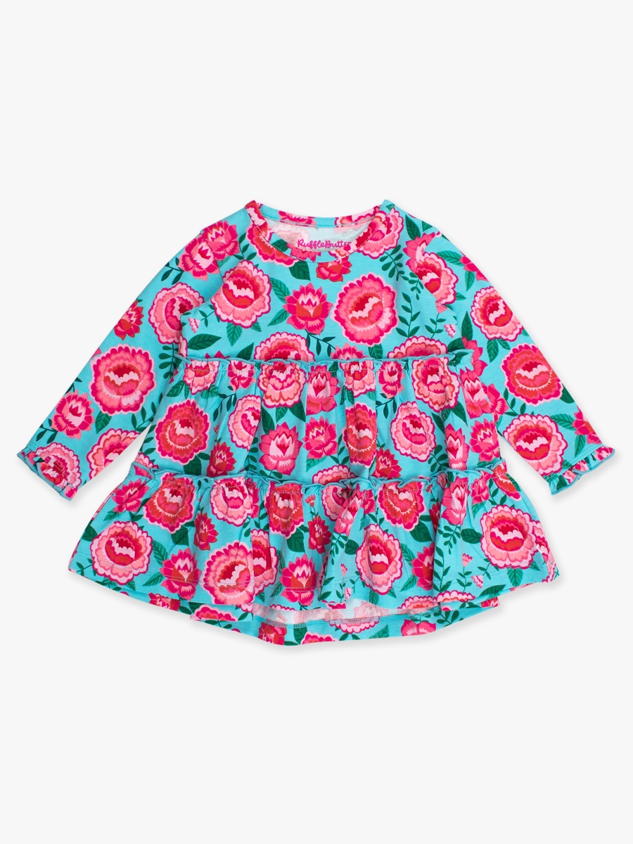 Bright Blossoms Knit Ruffle Tiered Tunic - 3-6m