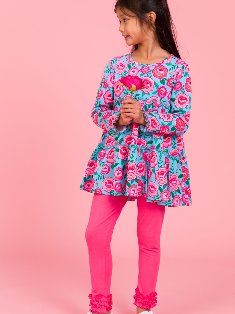 Bright Blossoms Knit Ruffle Tiered Tunic