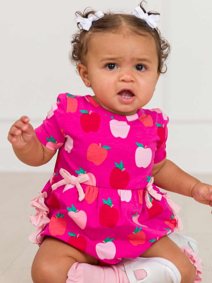 Apple of My Eye Knit Short Sleeve Bow Bubble Romper