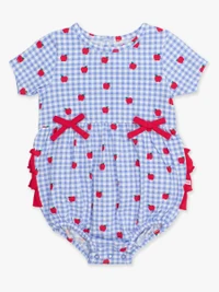 Knit Short Sleeve Bow Bubble Romper