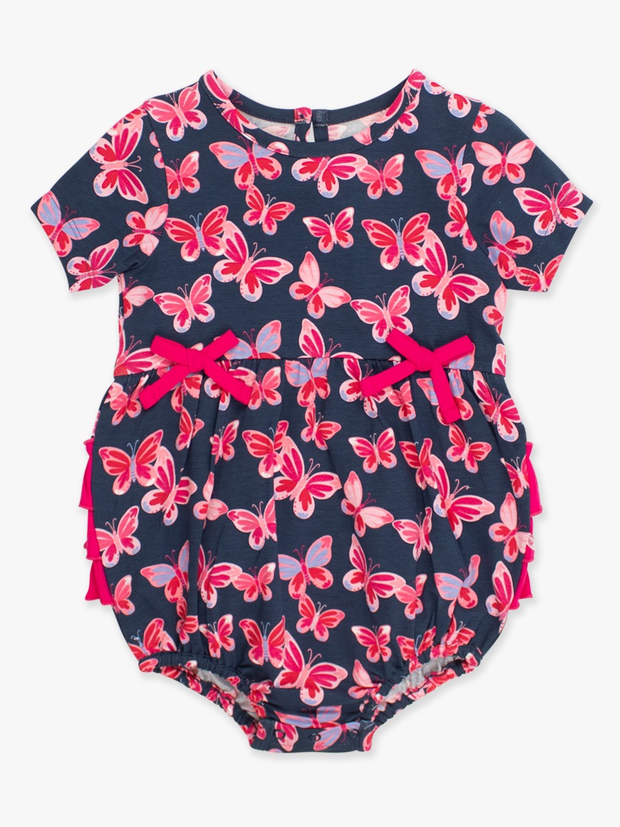 Butterfly Bliss Knit Short Sleeve Bow Bubble Romper