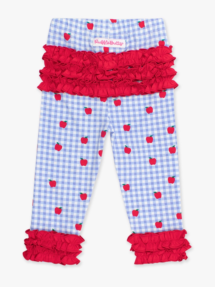 Apple Orchard Gingham Ruffle Leggings, with Signature Rear Ruffles