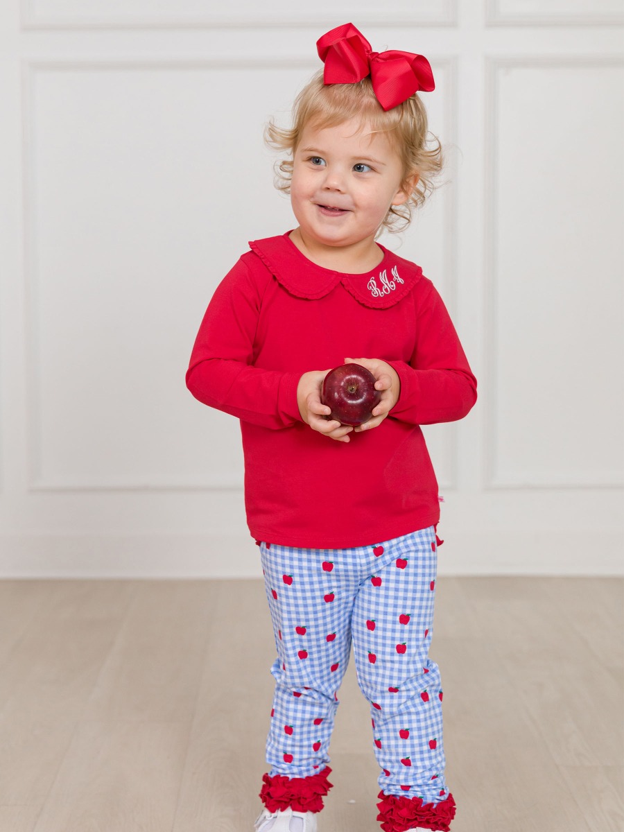 Apple Orchard Gingham Ruffle Leggings, with Signature Rear Ruffles