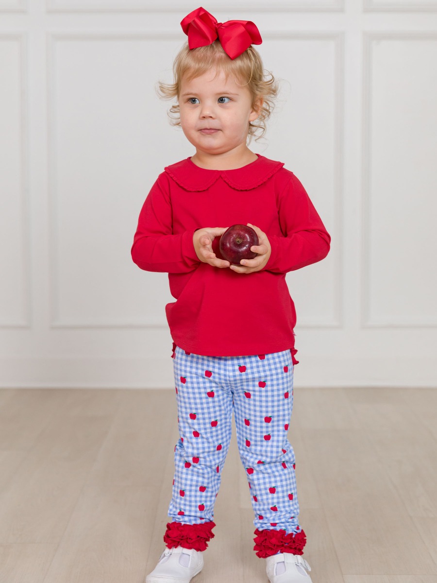Apple Orchard Gingham Ruffle Leggings, with Signature Rear Ruffles