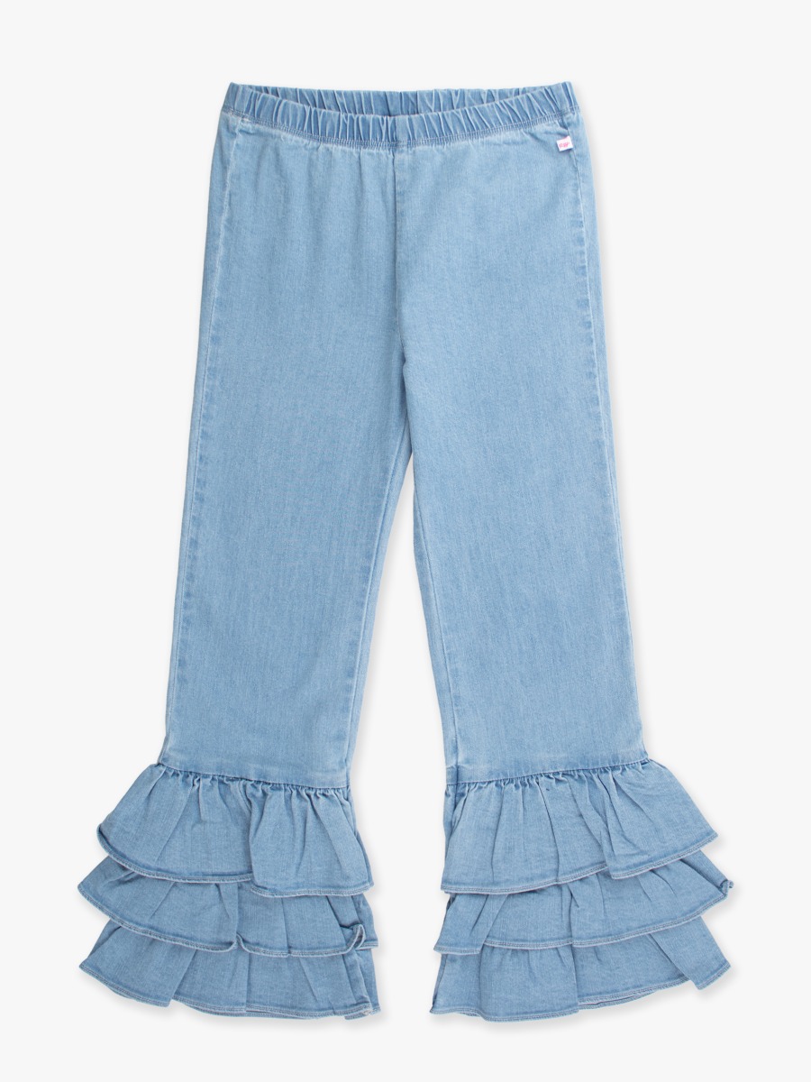 Denim Ruffle Flare Pants