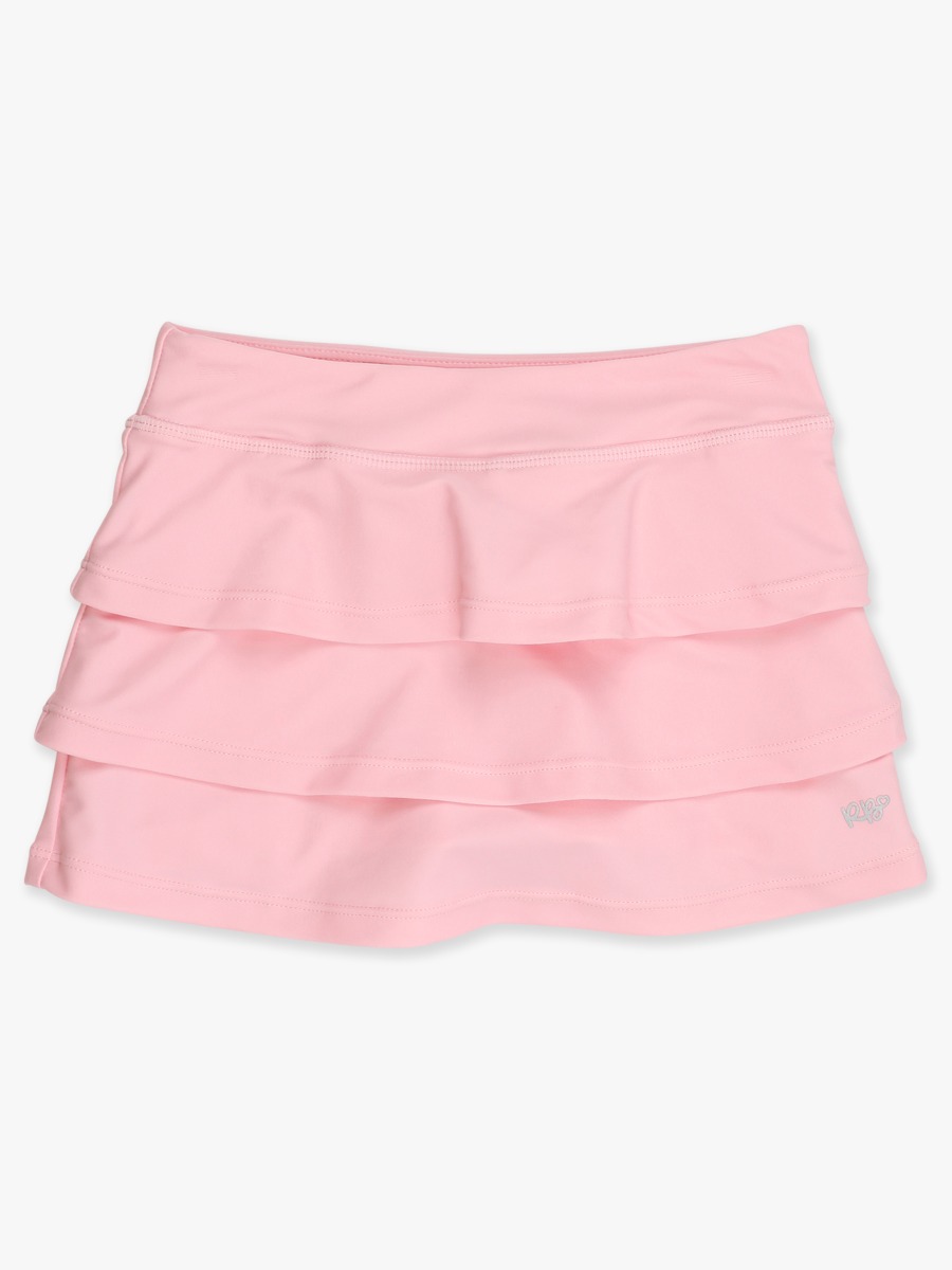 Line drawing of Pink Active Skort. A dotted circle indicates the approximate location for personalization.