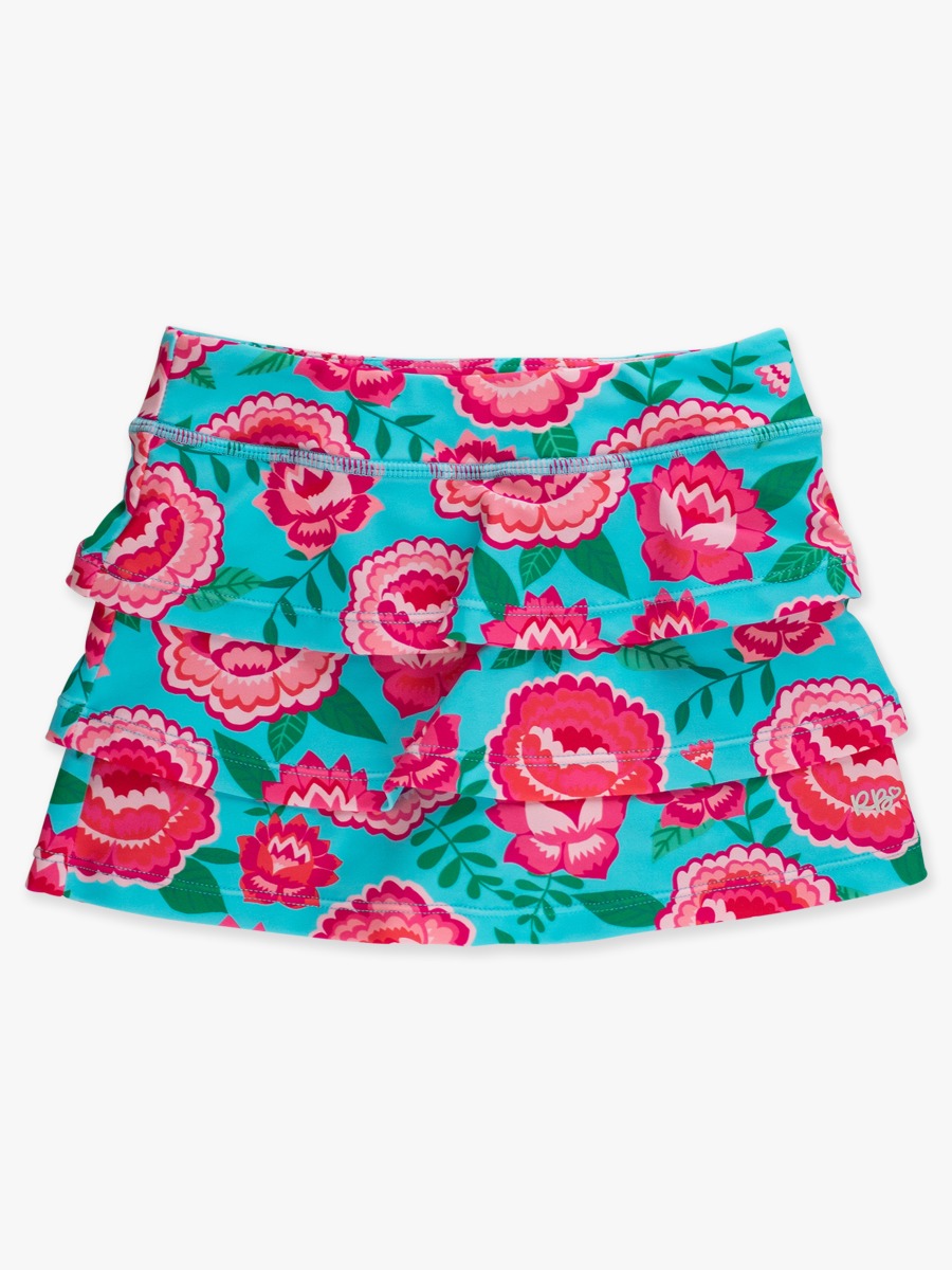 Line drawing of Bright Blossoms Active Skort. A dotted circle indicates the approximate location for personalization.