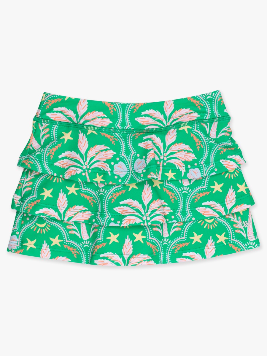 Line drawing of Coconut Cabana Active Skort. A dotted circle indicates the approximate location for personalization.