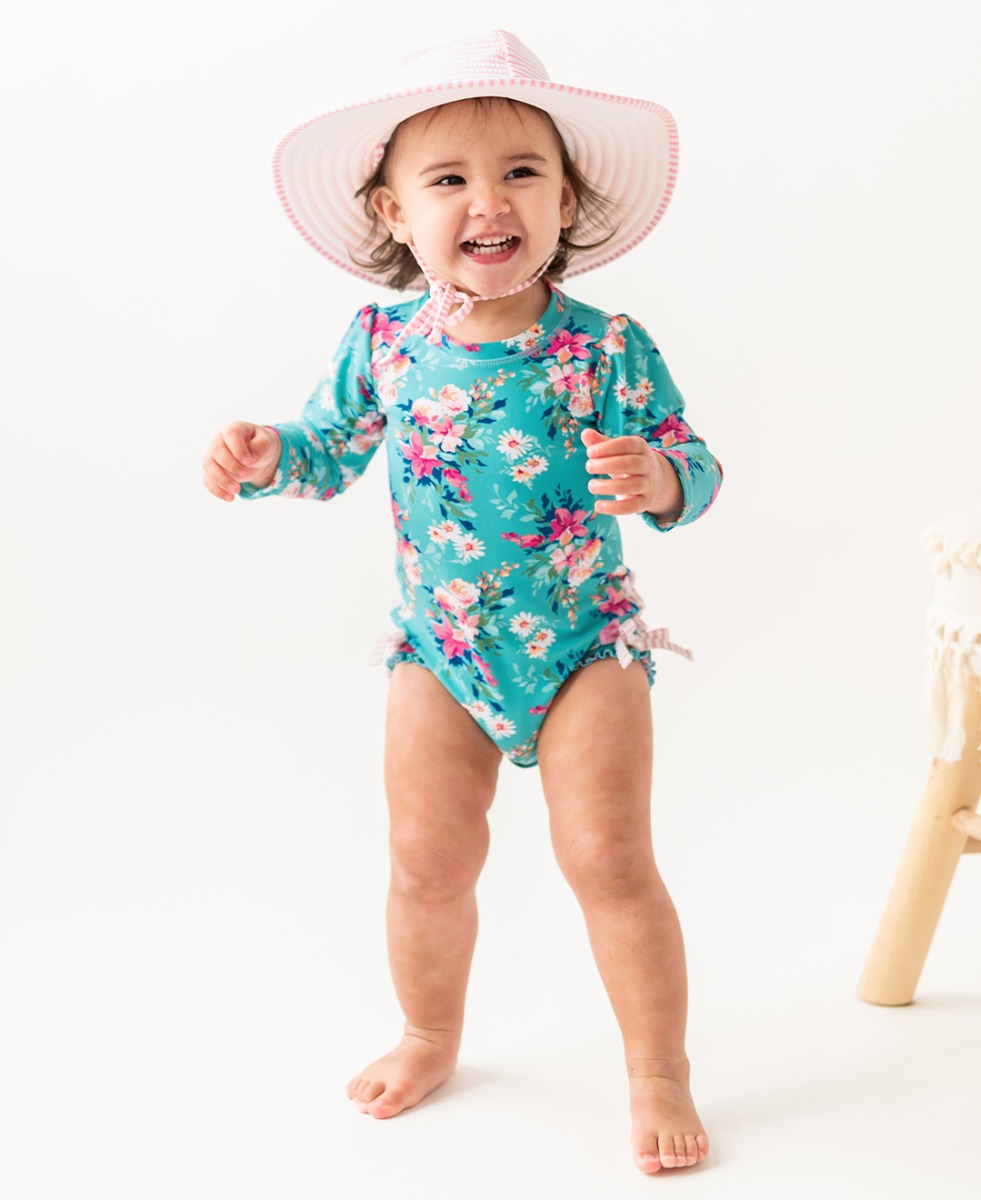 Fancy Me Floral Long Sleeve One Piece Rash Guard