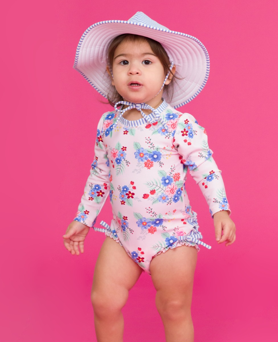 Coastal Breeze Floral Long Sleeve One Piece Rash Guard