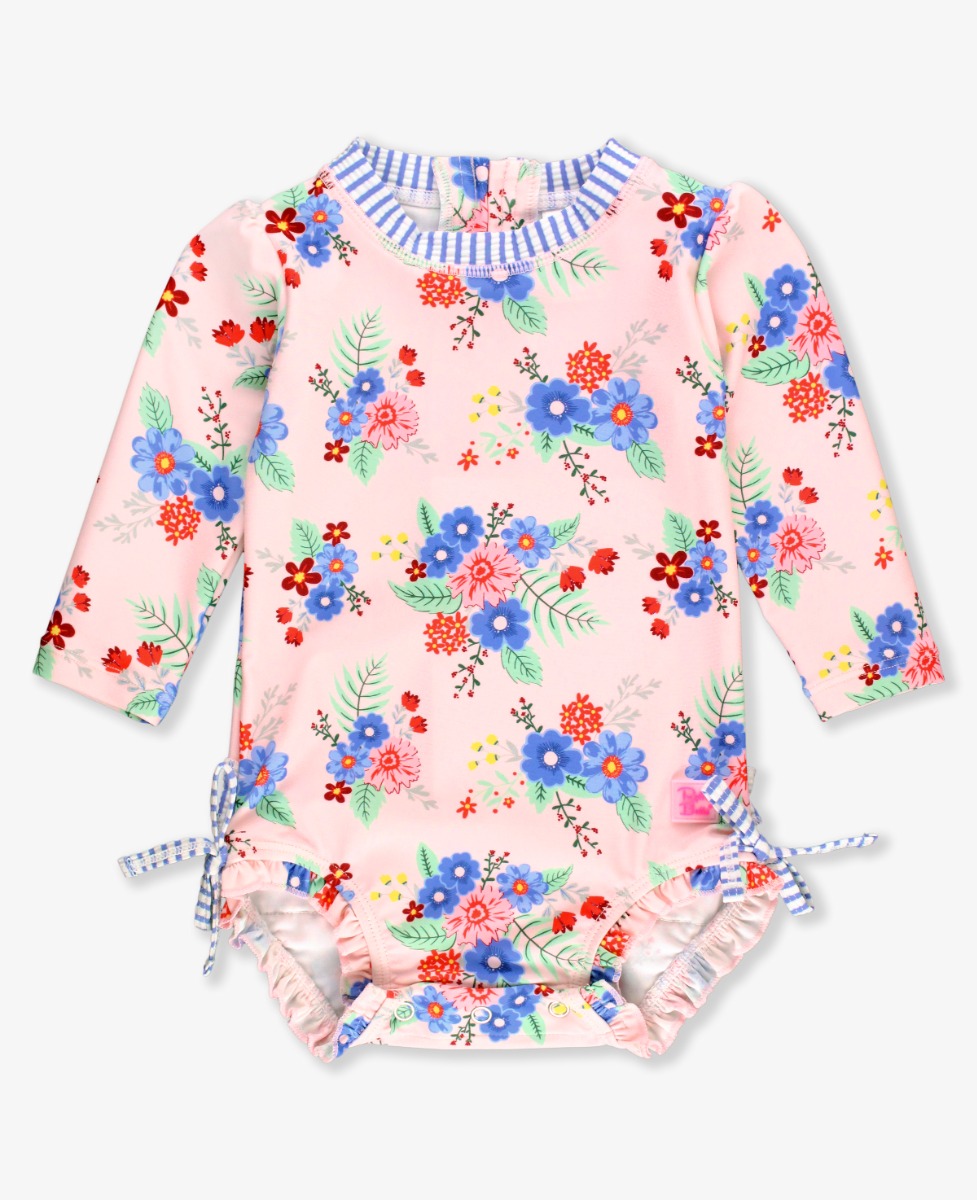 Coastal Breeze Floral Long Sleeve One Piece Rash Guard
