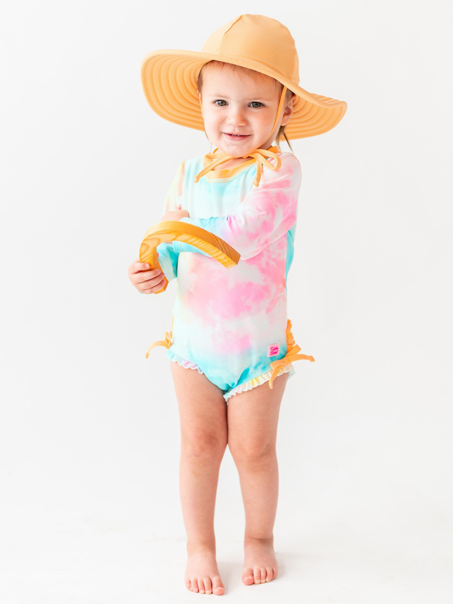 Rainbow Tie Dye Long Sleeve One Piece Rash Guard