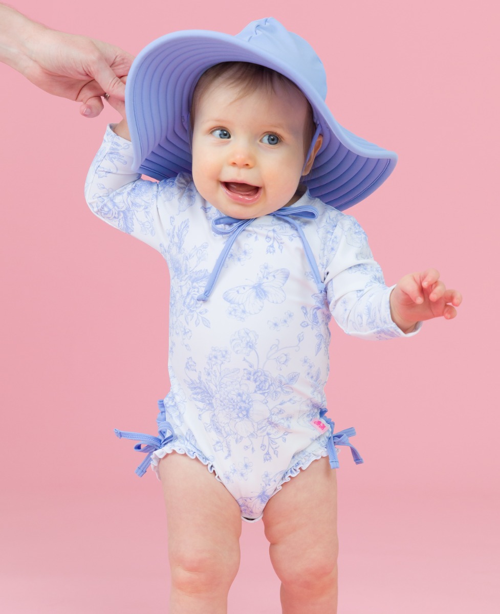 Periwinkle Butterfly Garden Long Sleeve One Piece Rash Guard