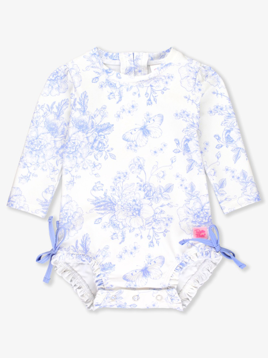 Periwinkle Butterfly Garden Long Sleeve One Piece Rash Guard