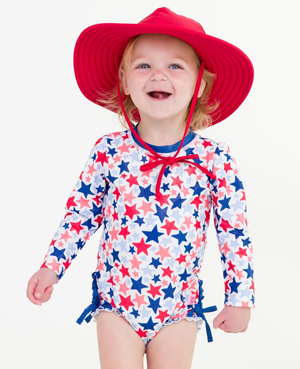 Shimmer Star-Spangled Long Sleeve One Piece Rash Guard