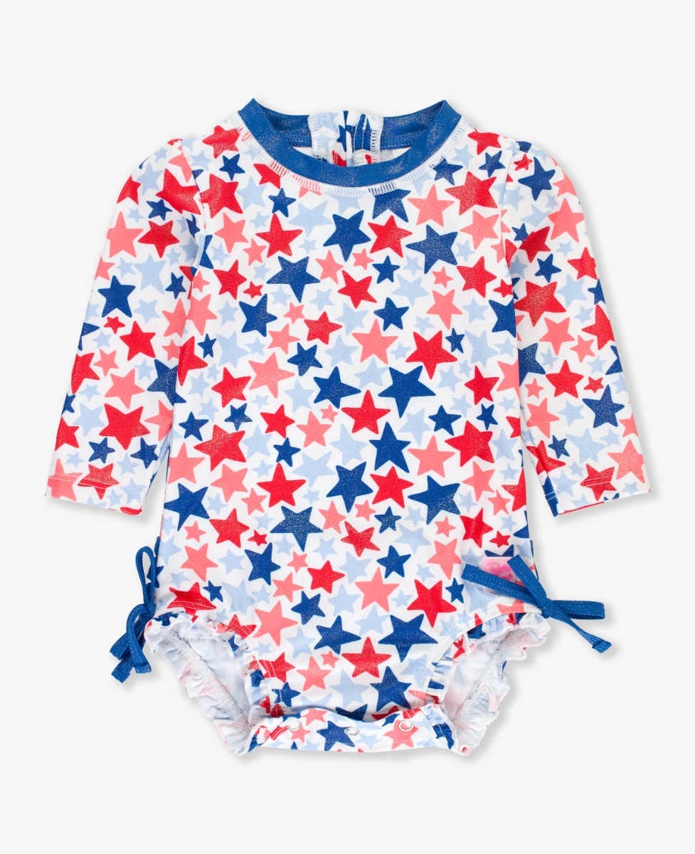 Shimmer Star-Spangled Long Sleeve One Piece Rash Guard