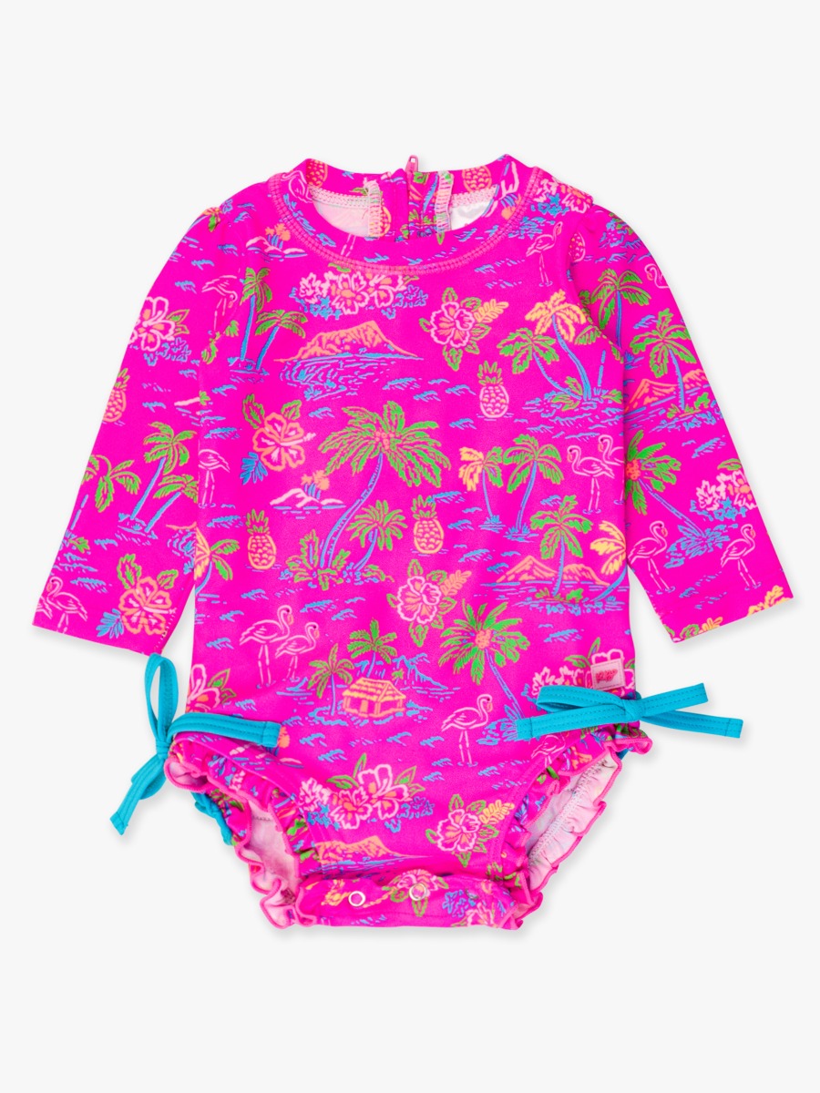 Neon Island Time Long Sleeve One Piece Rash Guard