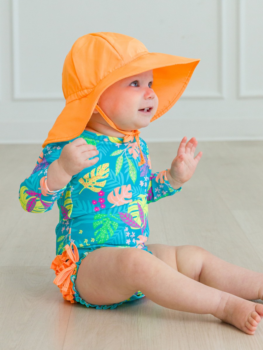 Neon Tiki Vibes Long Sleeve One Piece Rash Guard