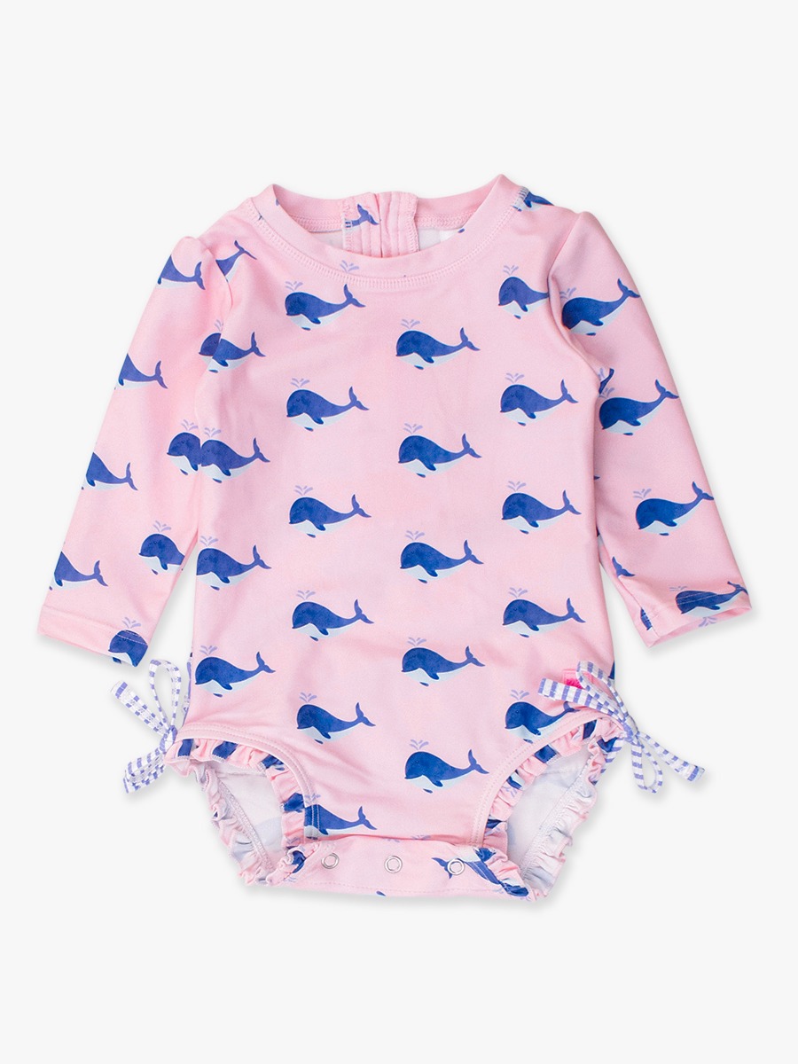 Pink Whale Friends Long Sleeve One Piece Rash Guard