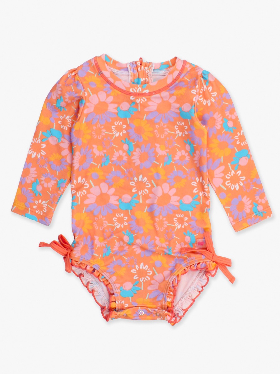 Coral Floral Long Sleeve One Piece Rash Guard