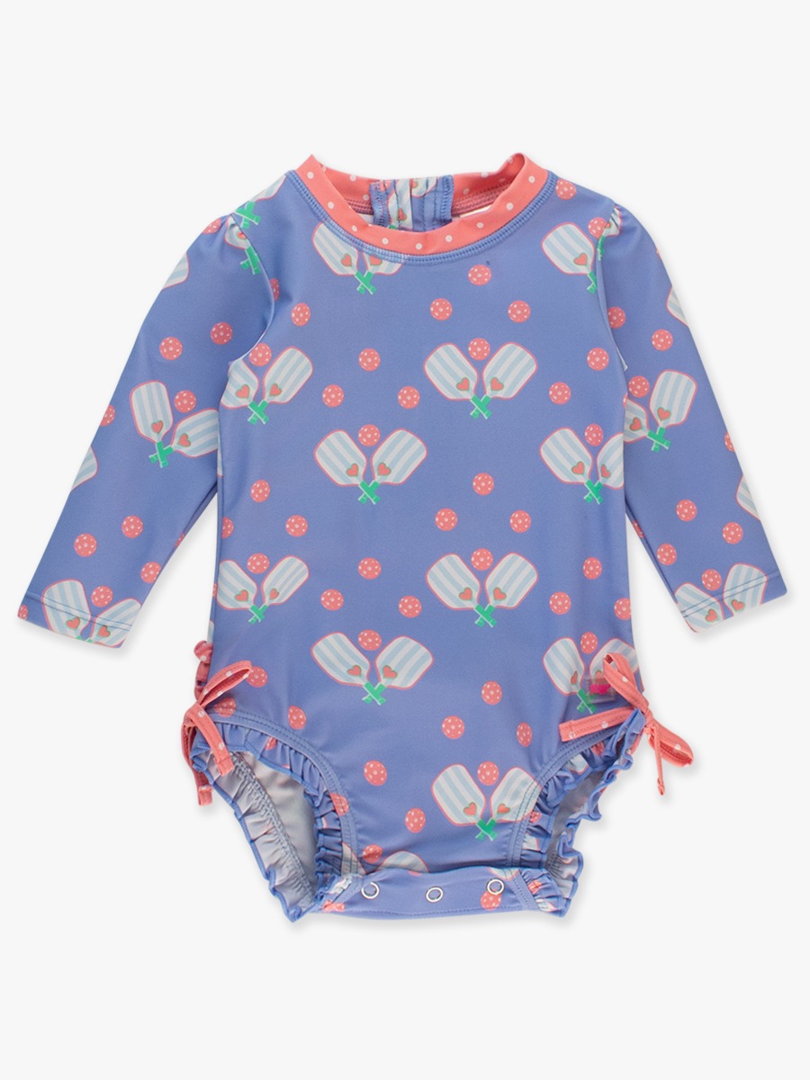 Pickleball Playtime Long Sleeve One Piece Rash Guard Swimsuit