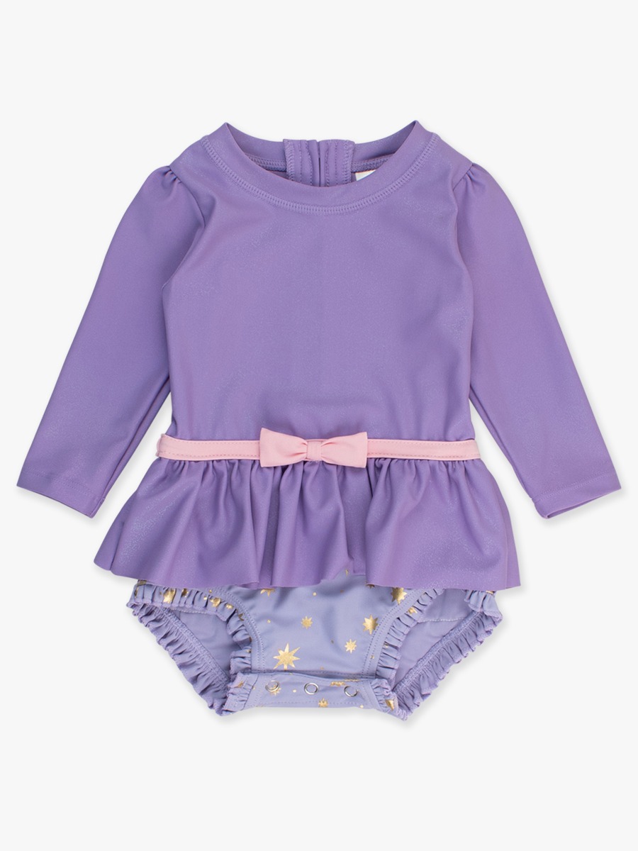 Long Sleeve Bow Skirted One Piece