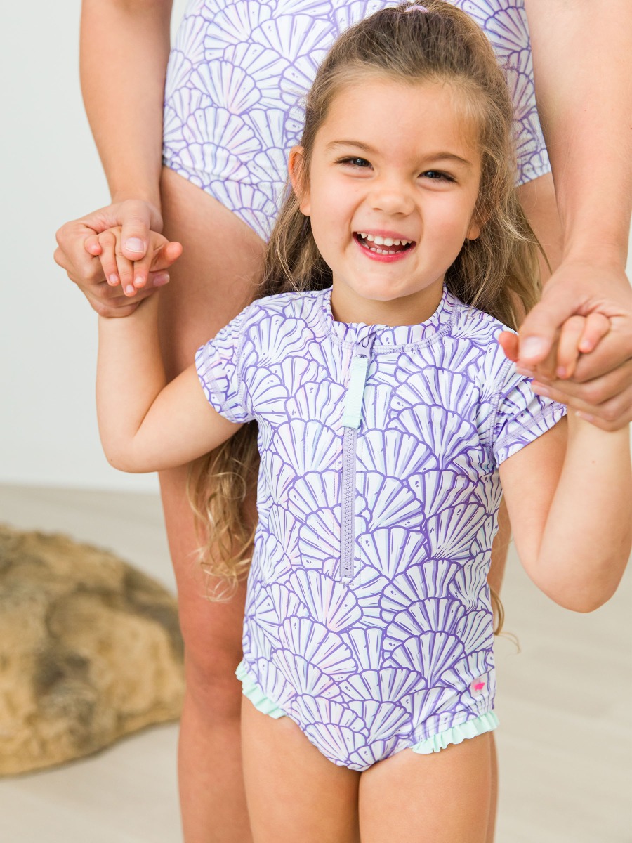 Magical Mermaid Girls Short Sleeve One Piece Rash Guard