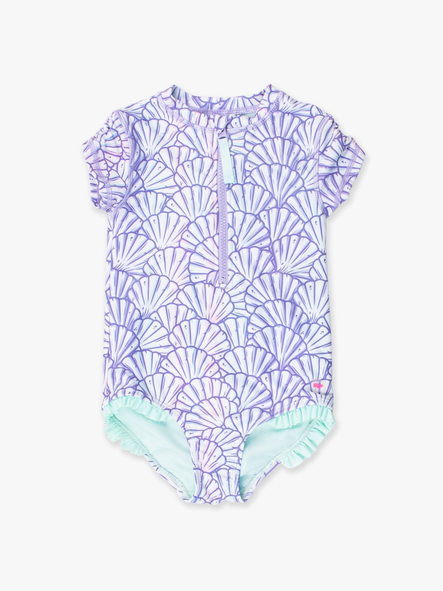 Magical Mermaid Girls Short Sleeve One Piece Rash Guard